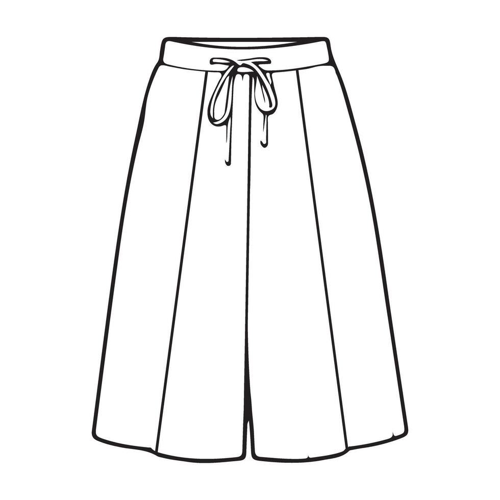 Fashionable Culottes Pants Line Art Illustration Design Template vector