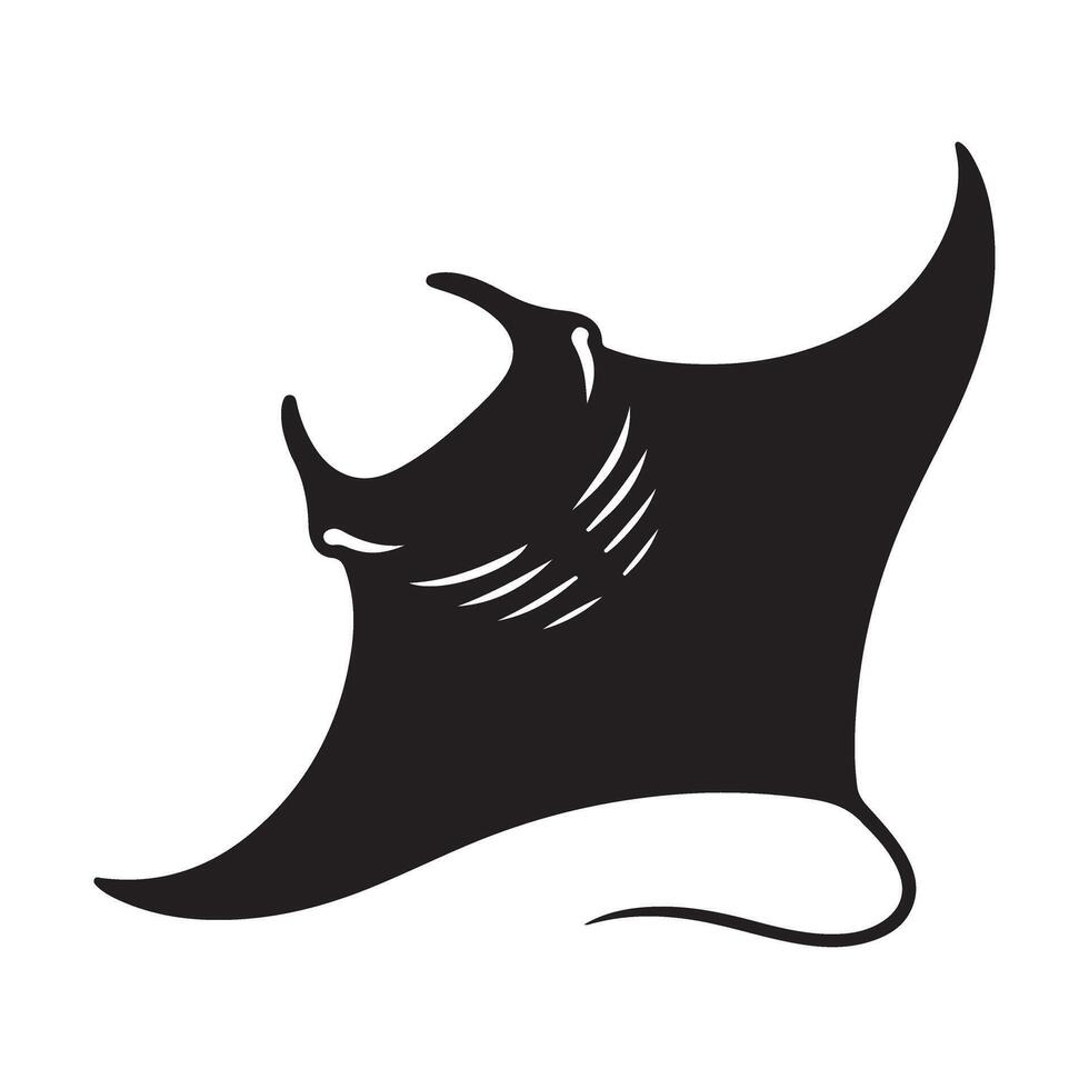 Manta Ray Silhouette Underwater Wildlife Graphic Art vector