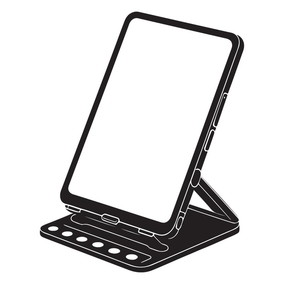 Modern Tablet Device with Adjustable Stand for Enhanced Productivity vector