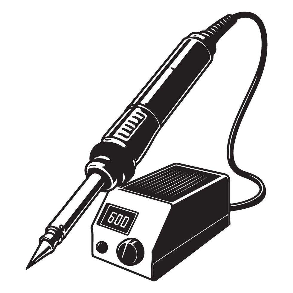 Professional Soldering Iron Station Illustration for Electronics Repair vector