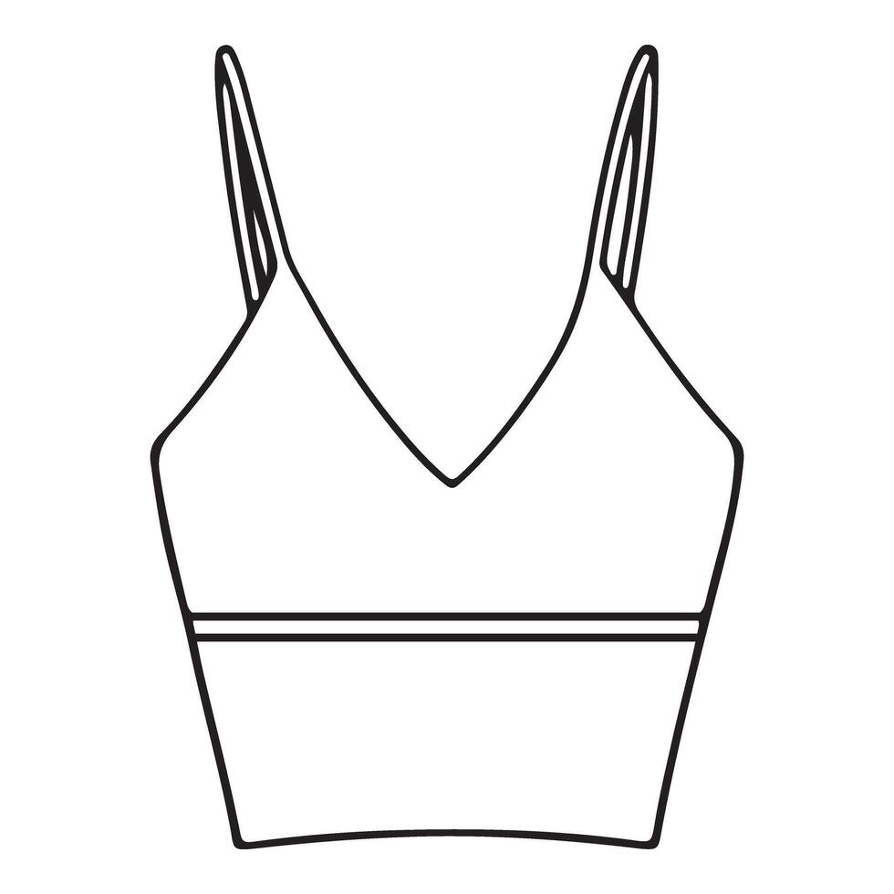Fashionable Spaghetti Strap Crop Top Clothing Line Art vector