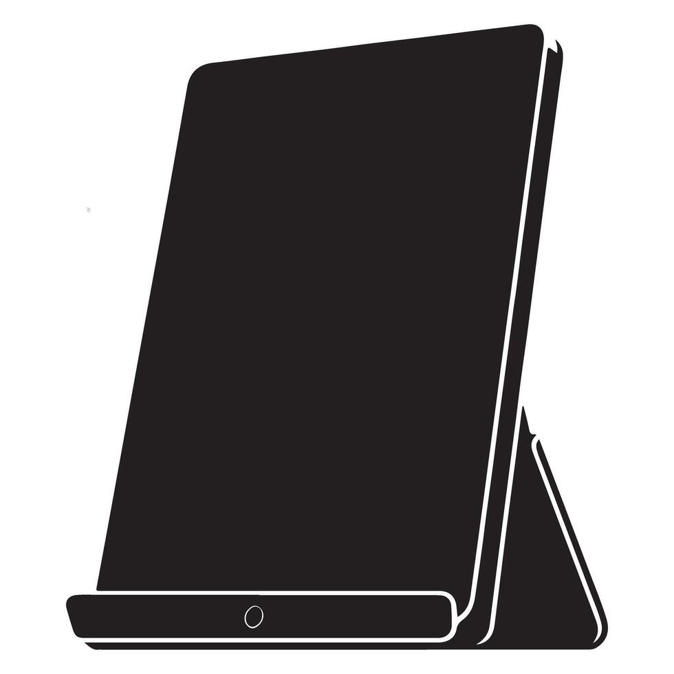 Black Tablet Stand Silhouette for Office or Home Use vector