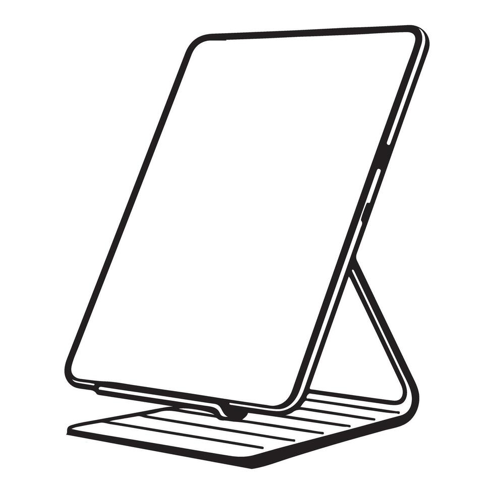 Elegant Silhouette Tablet on Stand Illustration for Design Projects vector