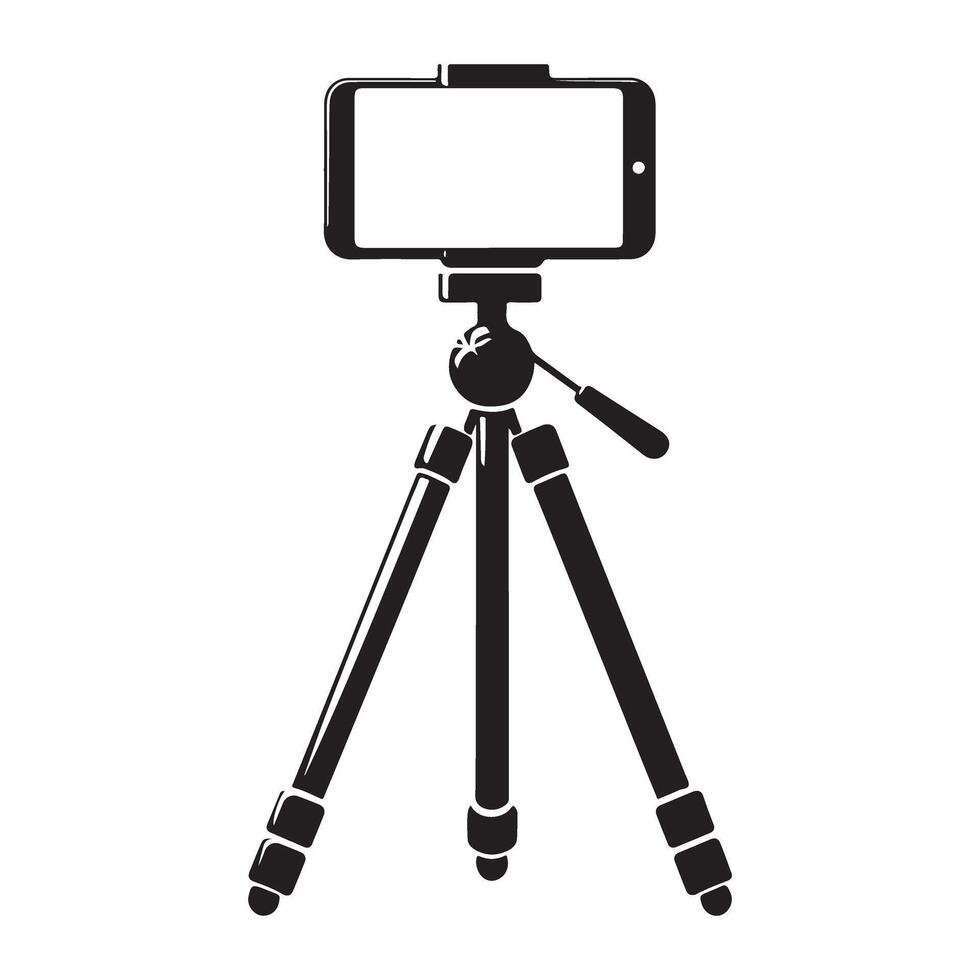 Phone on Tripod Silhouette Illustration for Mobile Videography Setup vector