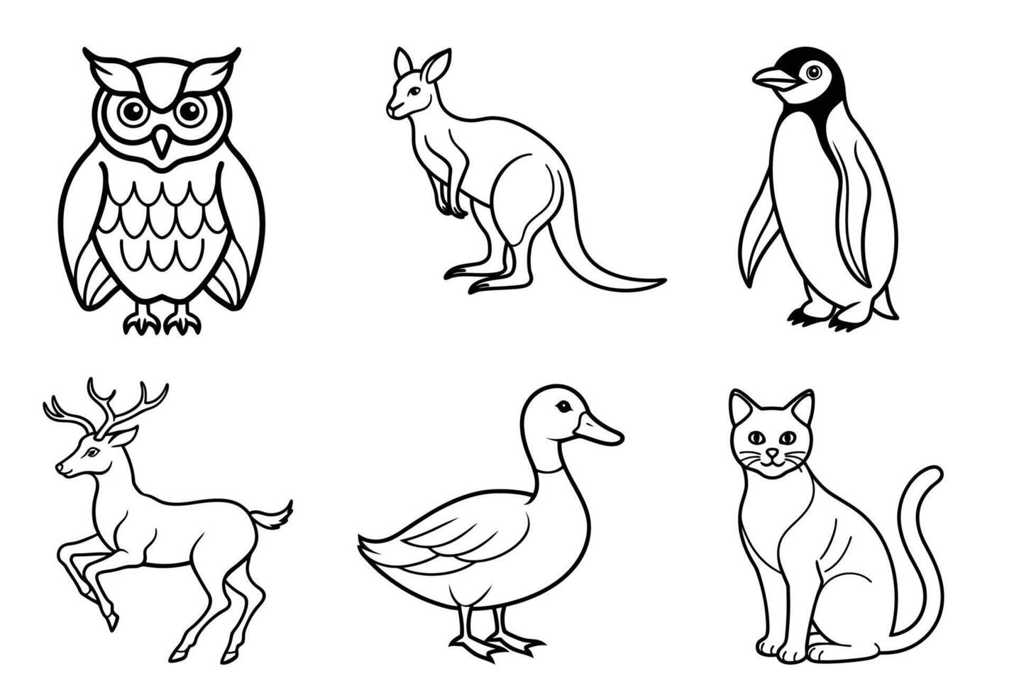 animal's bundle line art , animals sat. animal bundle. vector