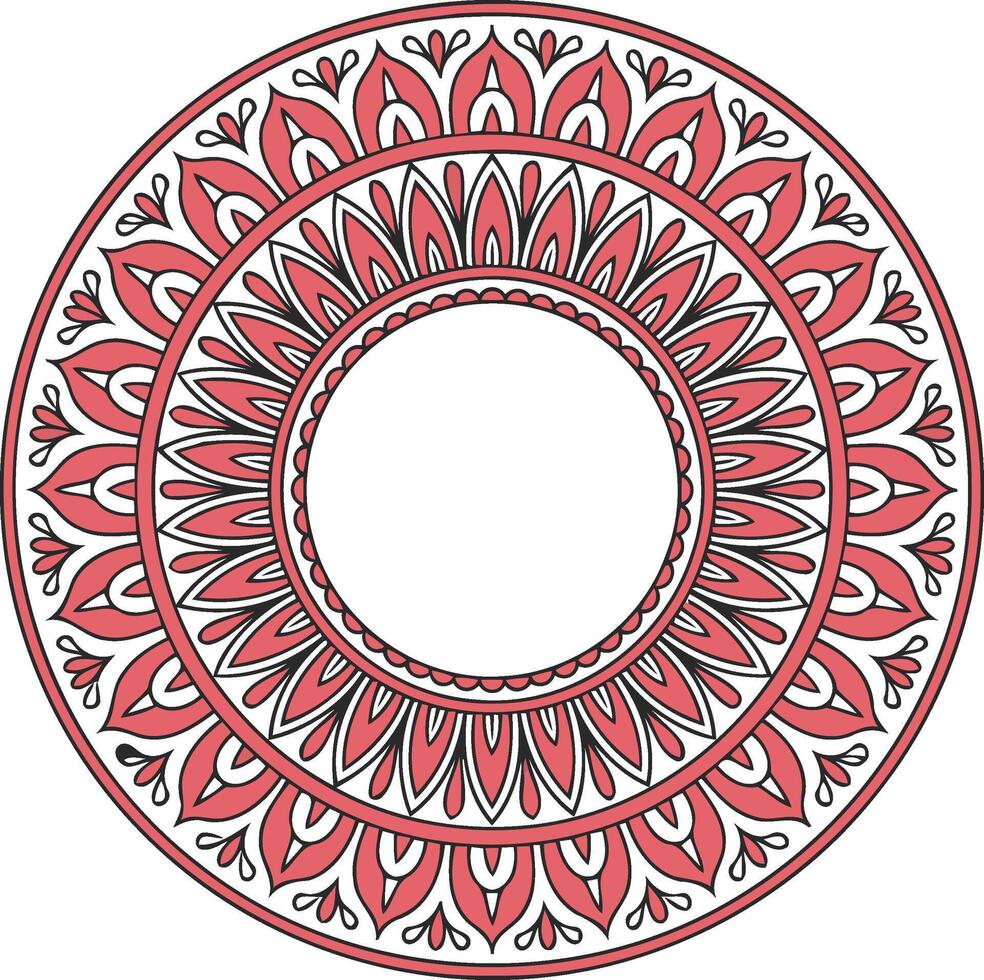 Oval Mandala Design, Floral Pattern, Colored Flat Design vector