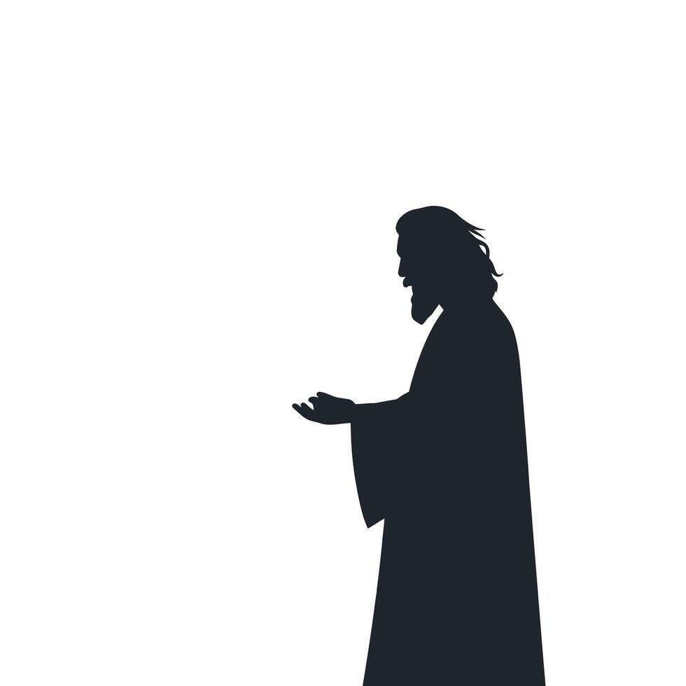 Jesus Silhouette Art Minimalist Religious Iconography vector