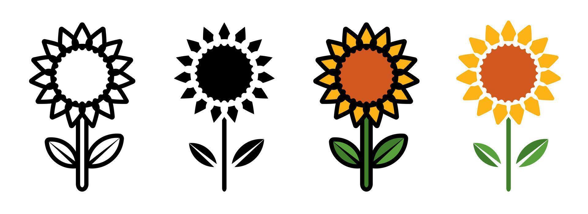 Sunflower icon set. for mobile concept and web design on white background vector