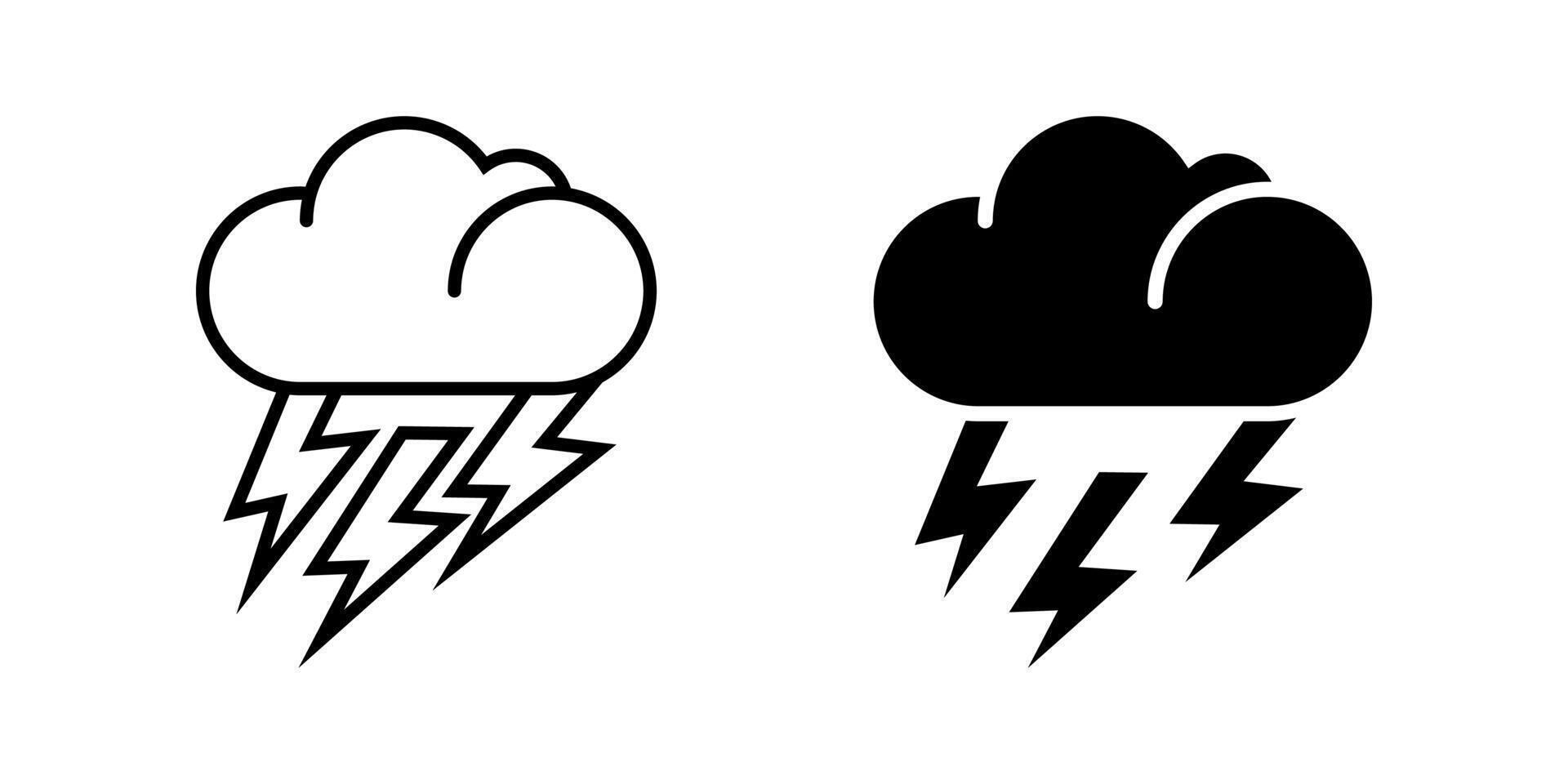 Thunderstorm icon set. for mobile concept and web design on white background vector