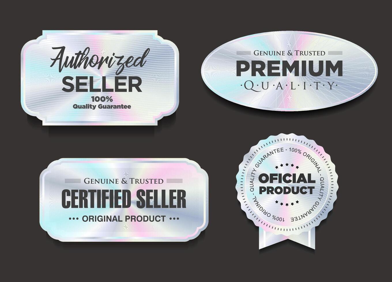 Hologram sticker or badge with holographic texture premium quality vector