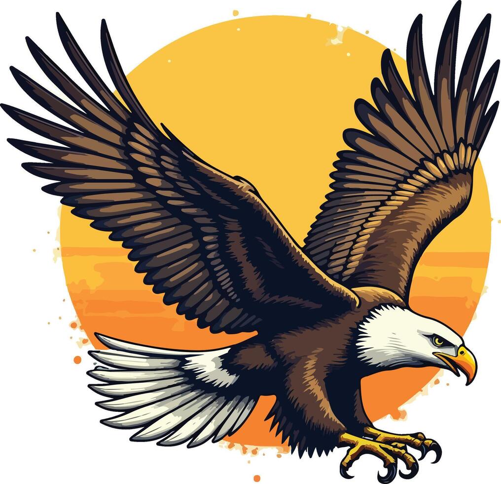Eagle flying with open wings illustration vector