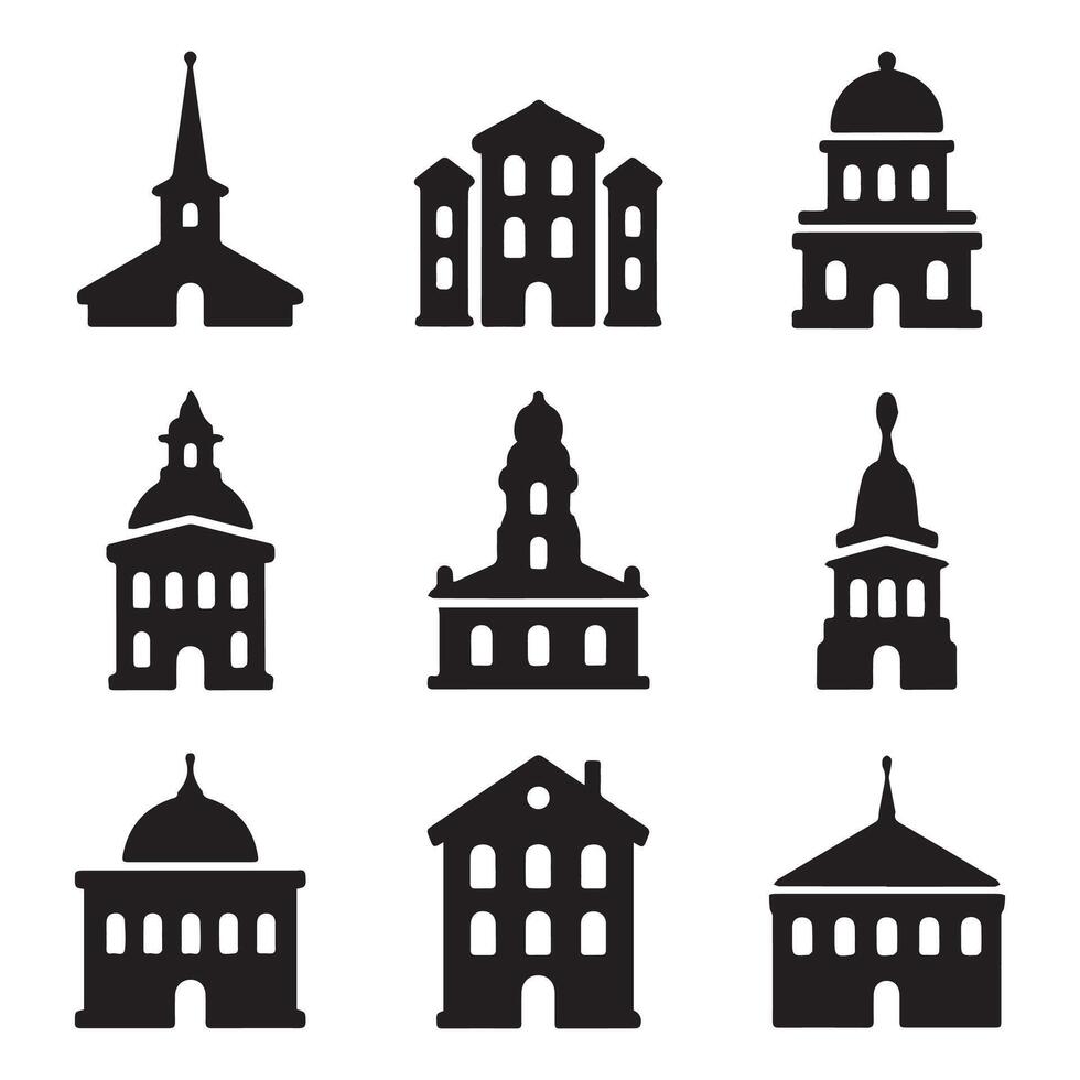 Church buildings icon set illustration vector