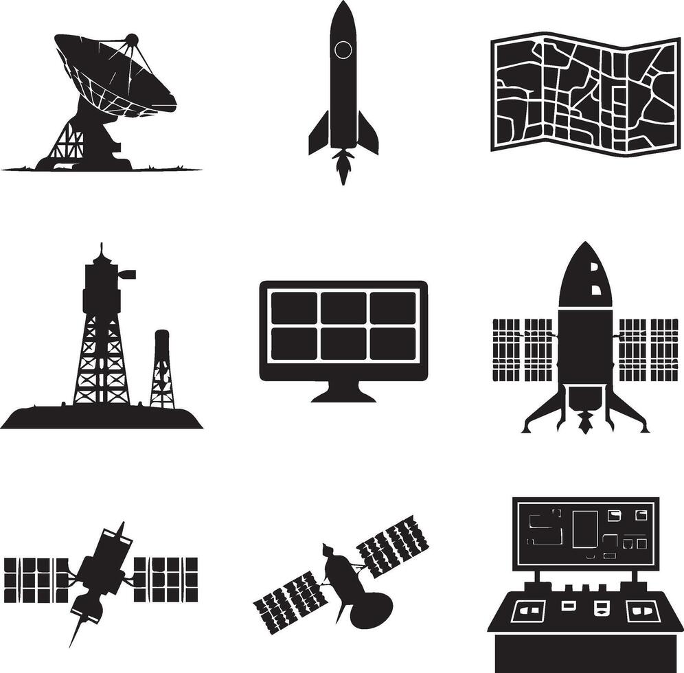 Space exploration icons set illustration vector
