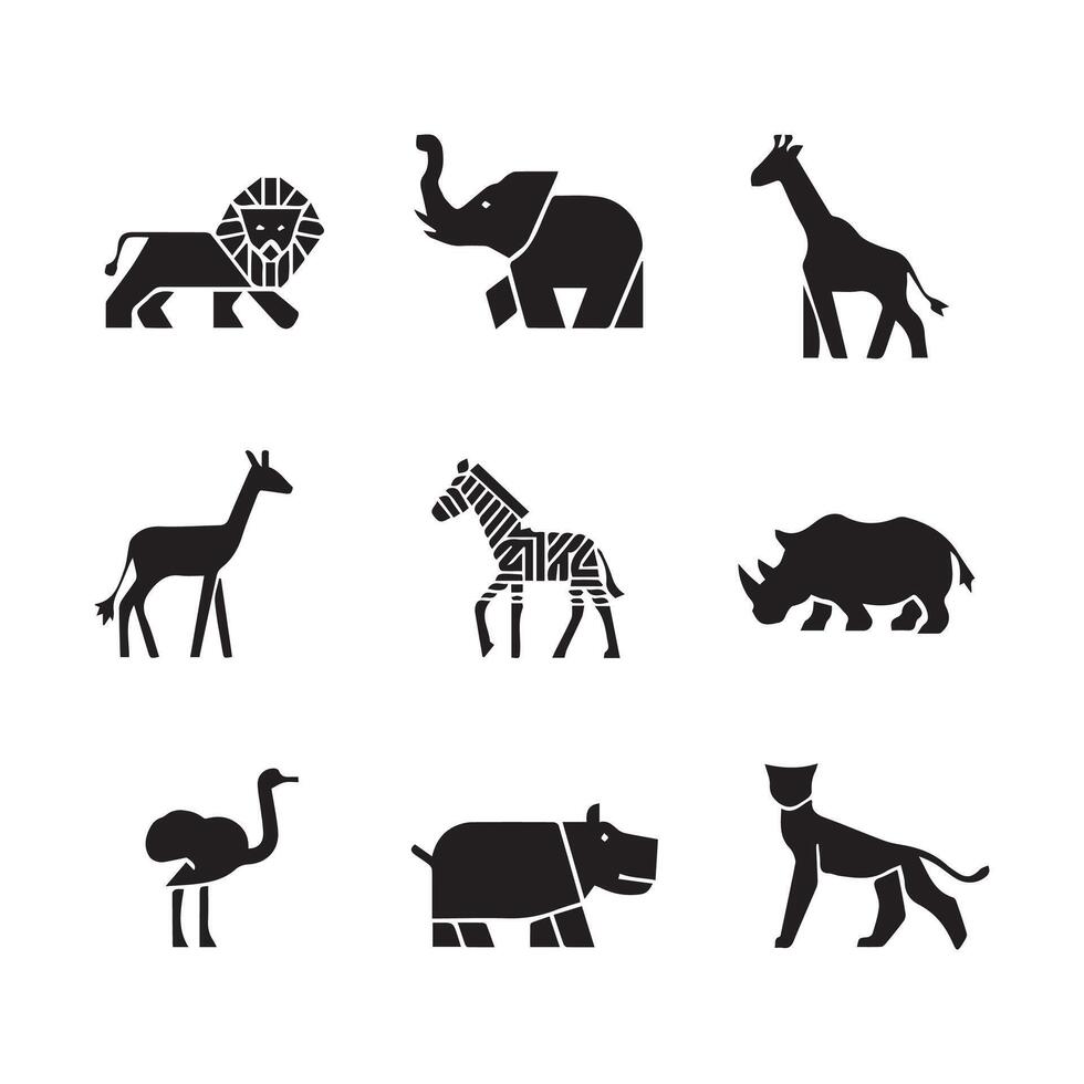 Various animals and birds icons on a white background vector