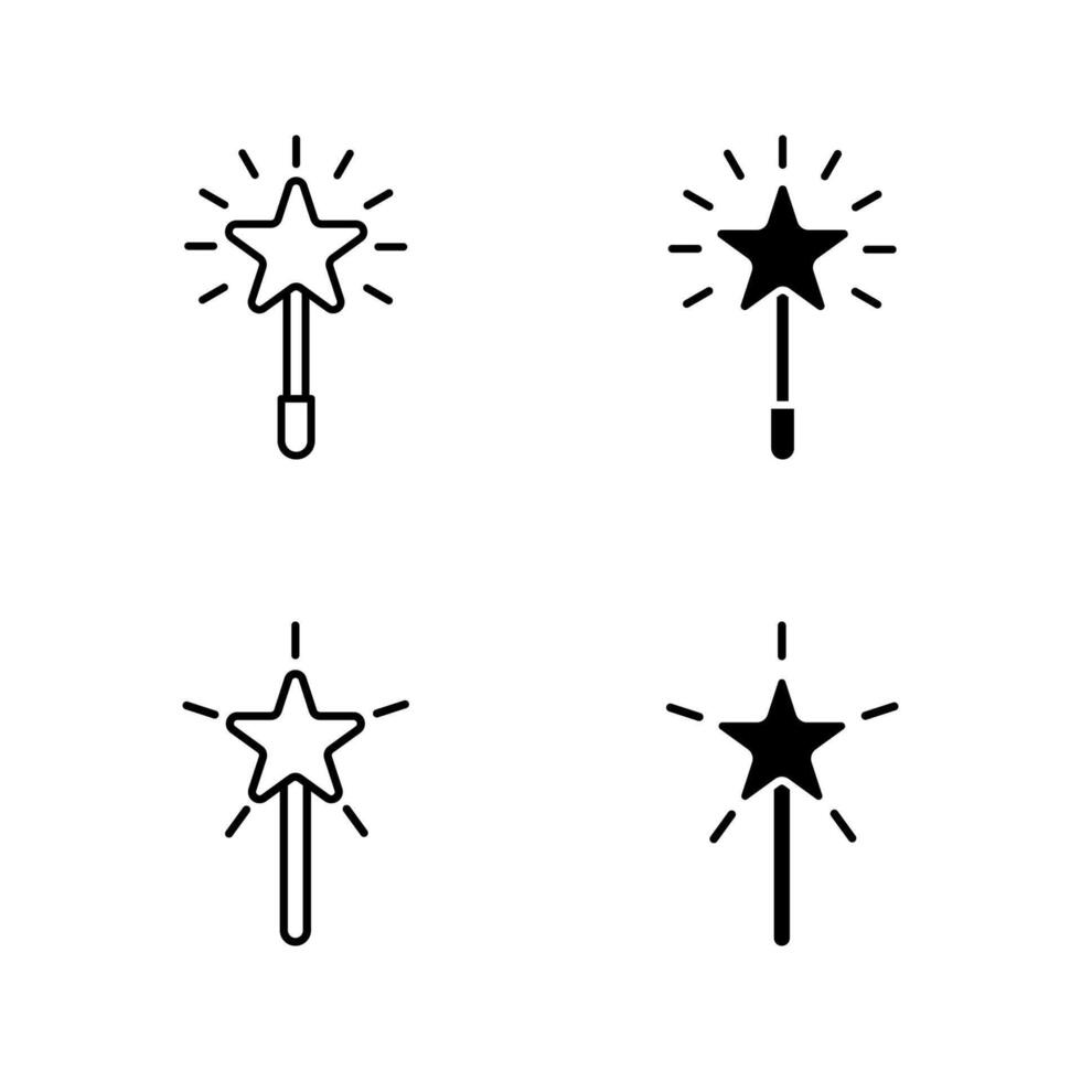 Magic wand icon set. vector