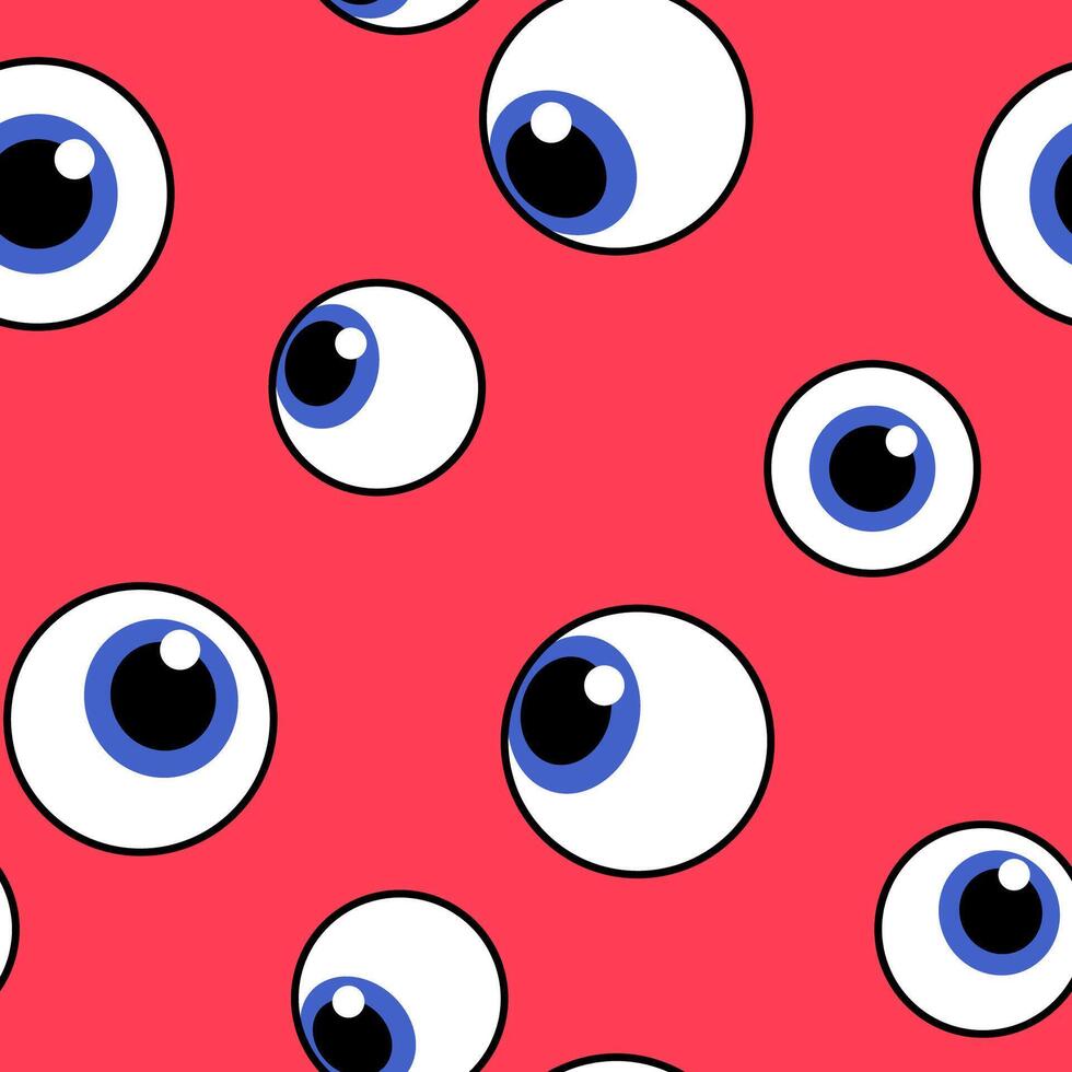 Eyes, eyeballs seamless pattern, background. Simple cartoon drawing vector