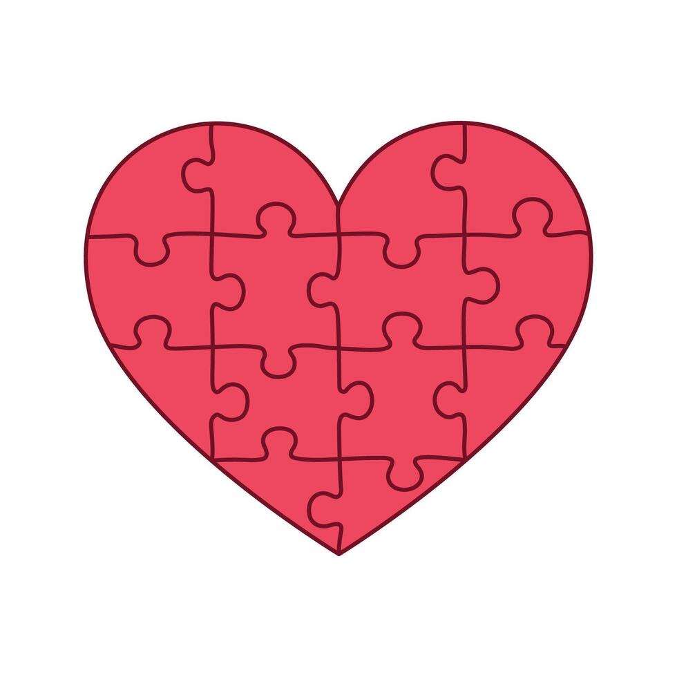 Puzzle heart, love concept, simple cartoon illustration vector