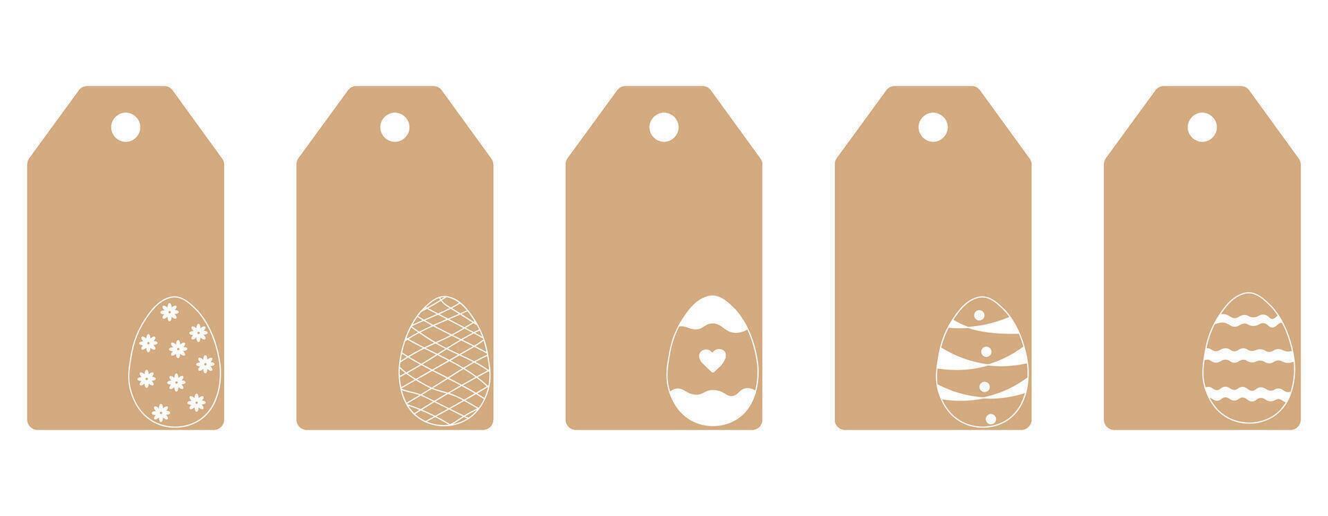 Set of price labels with Easter eggs.Craft paper or cardboard label for gift wrapping vector
