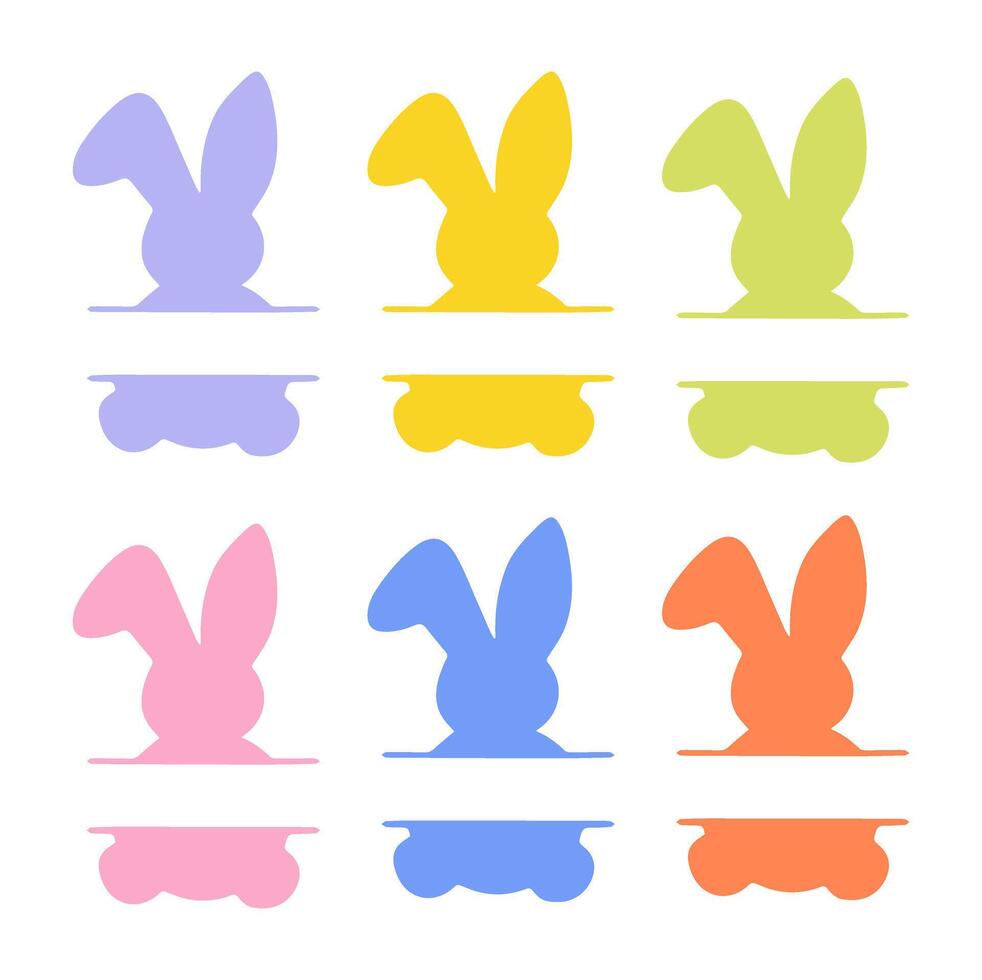 Colorful bunny silhouettes for Easter design. Perfect for use in print, design, and other projects vector