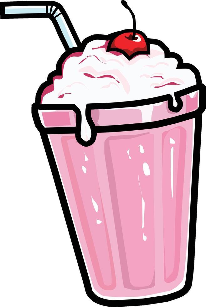 Milkshake Drink Illustration, Cartoon Clipart, and Line Art Design vector