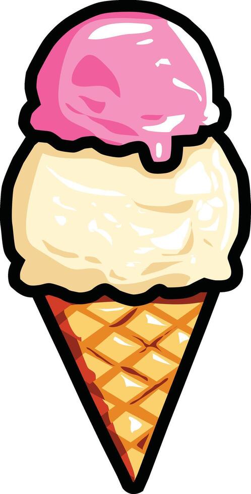 Ice Cream Illustration, Cartoon Clipart, and Line Art Design vector