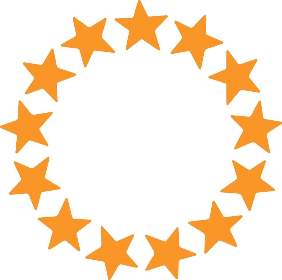 Yellow stars arranged in a circular pattern, symbolizing unity and harmony. Round frame. vector