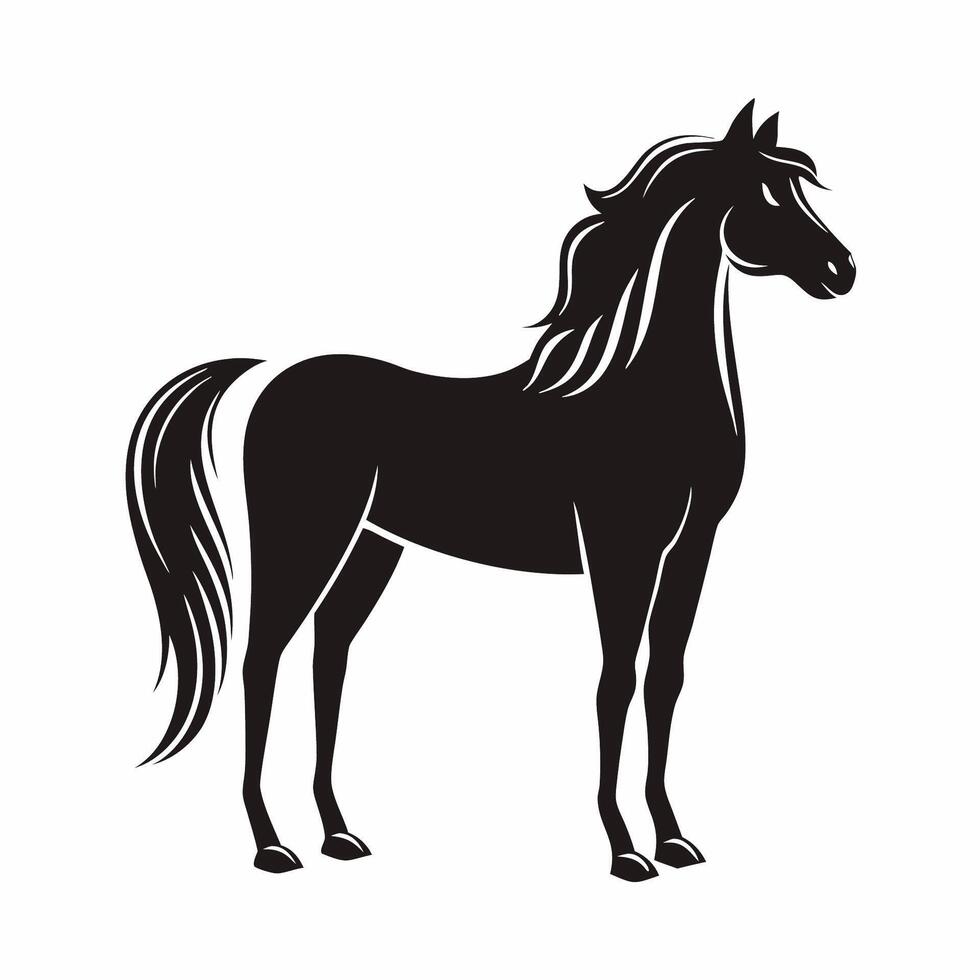 A black horse standing on a white background vector