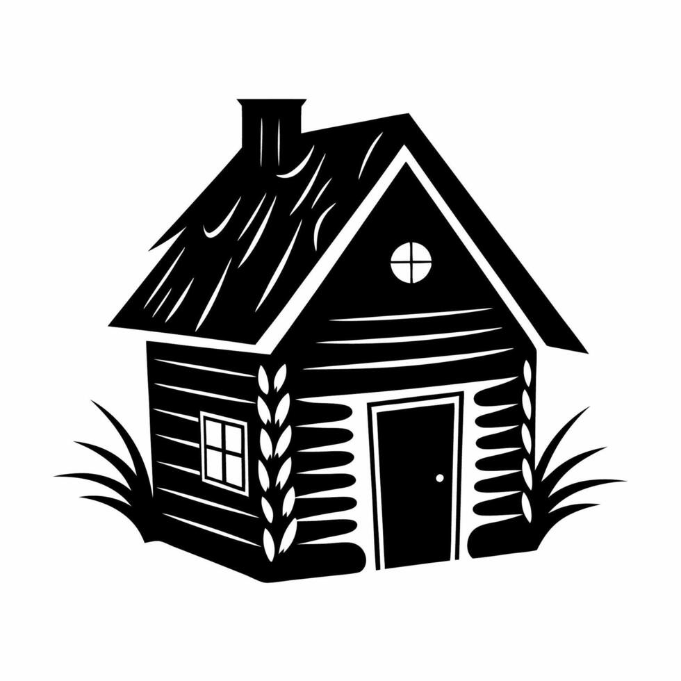 Log cabin illustration vector