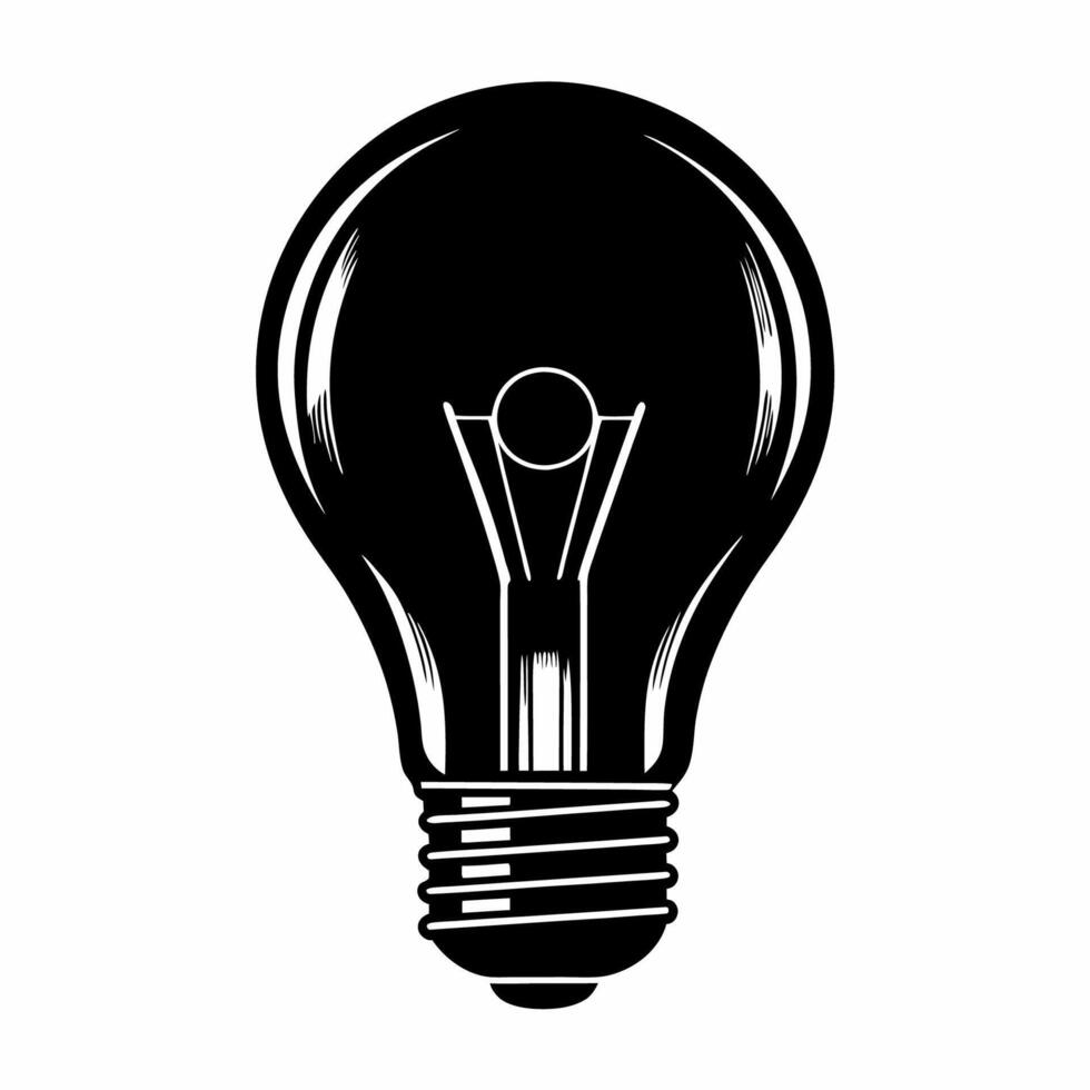 A black and white light bulb on a white background vector