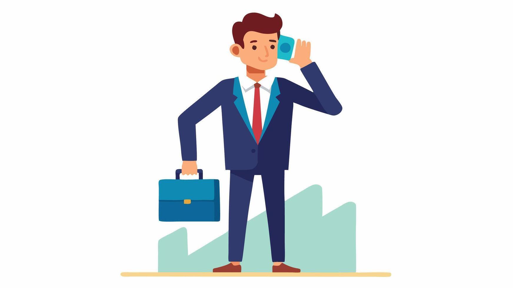 Businessman talking on the phone, business man with briefcase, illustration vector