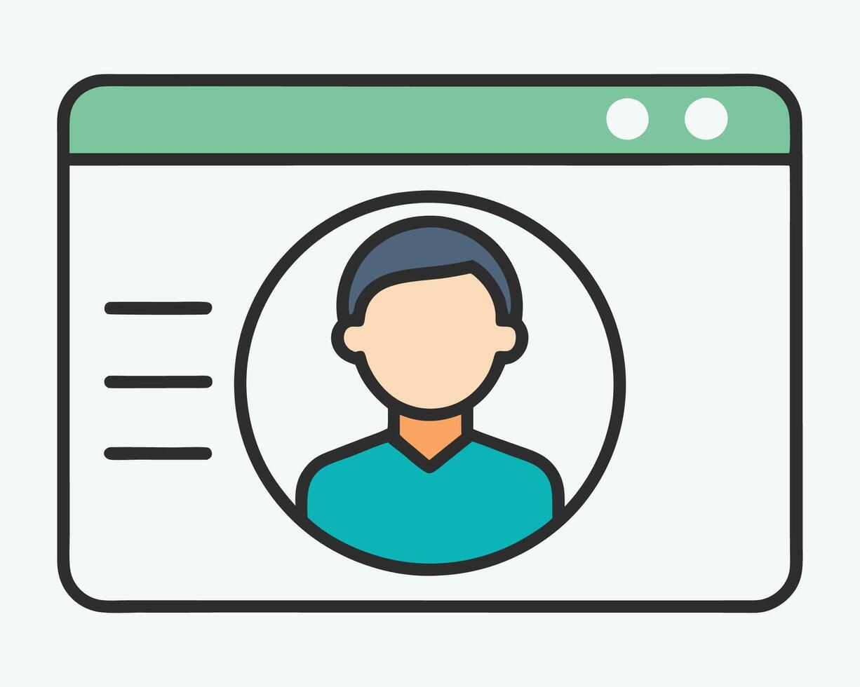 A person is shown on a computer screen with a green background vector