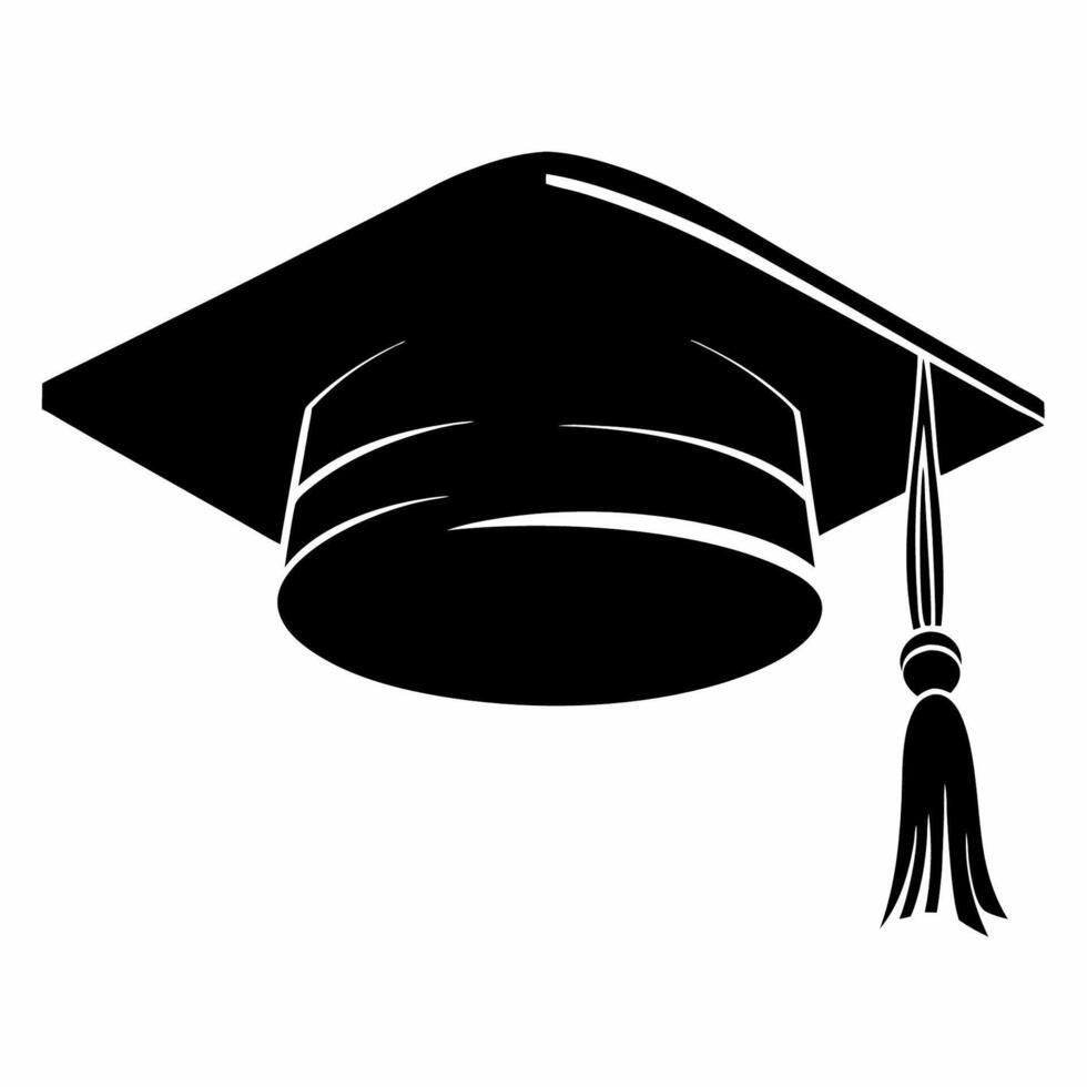 A black graduation cap with a tassel vector