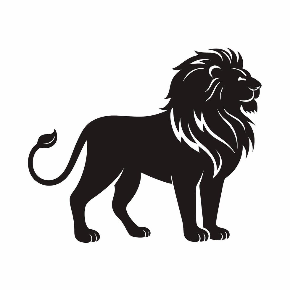 A black and white lion silhouette on a white background vector