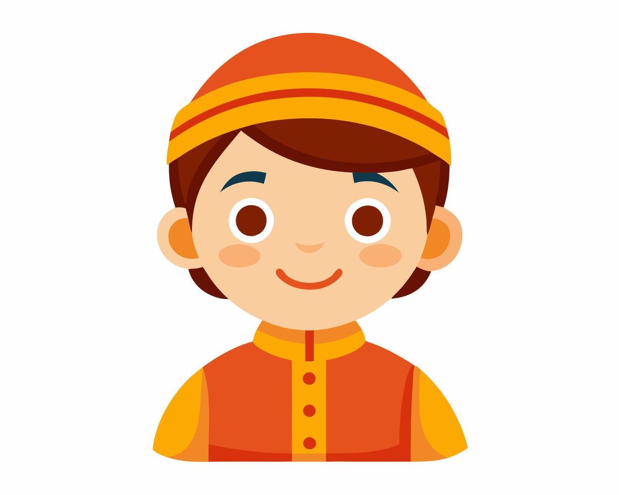 A cartoon boy wearing an orange and yellow hat vector