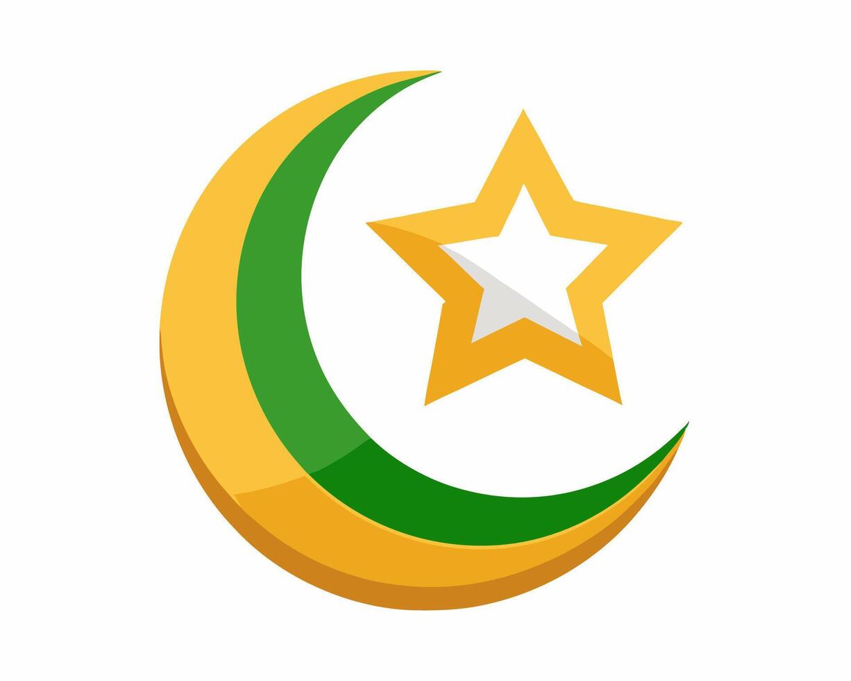 The crescent and star logo for islam vector