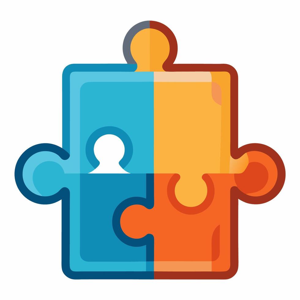 A puzzle piece with two people in it vector
