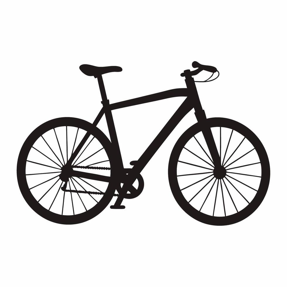 A black and white illustration of a bicycle vector