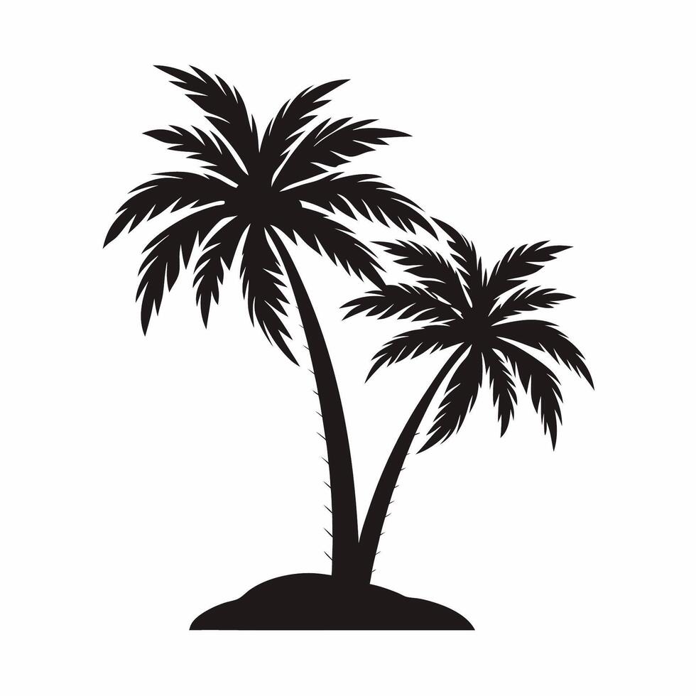 Palm trees on an island silhouette vector