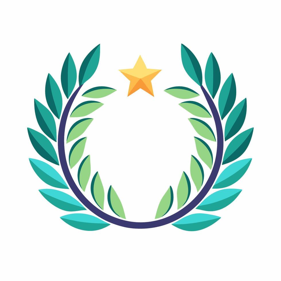 A star in a laurel wreath with leaves vector