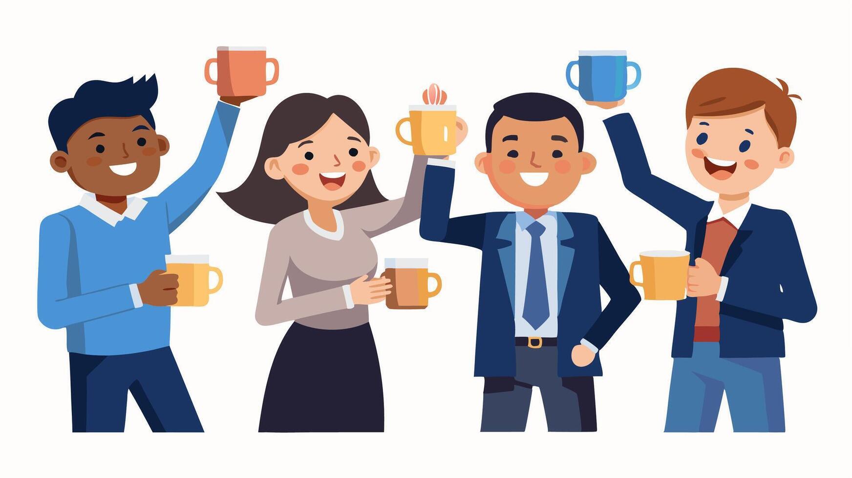 Group of people holding cups of coffee vector