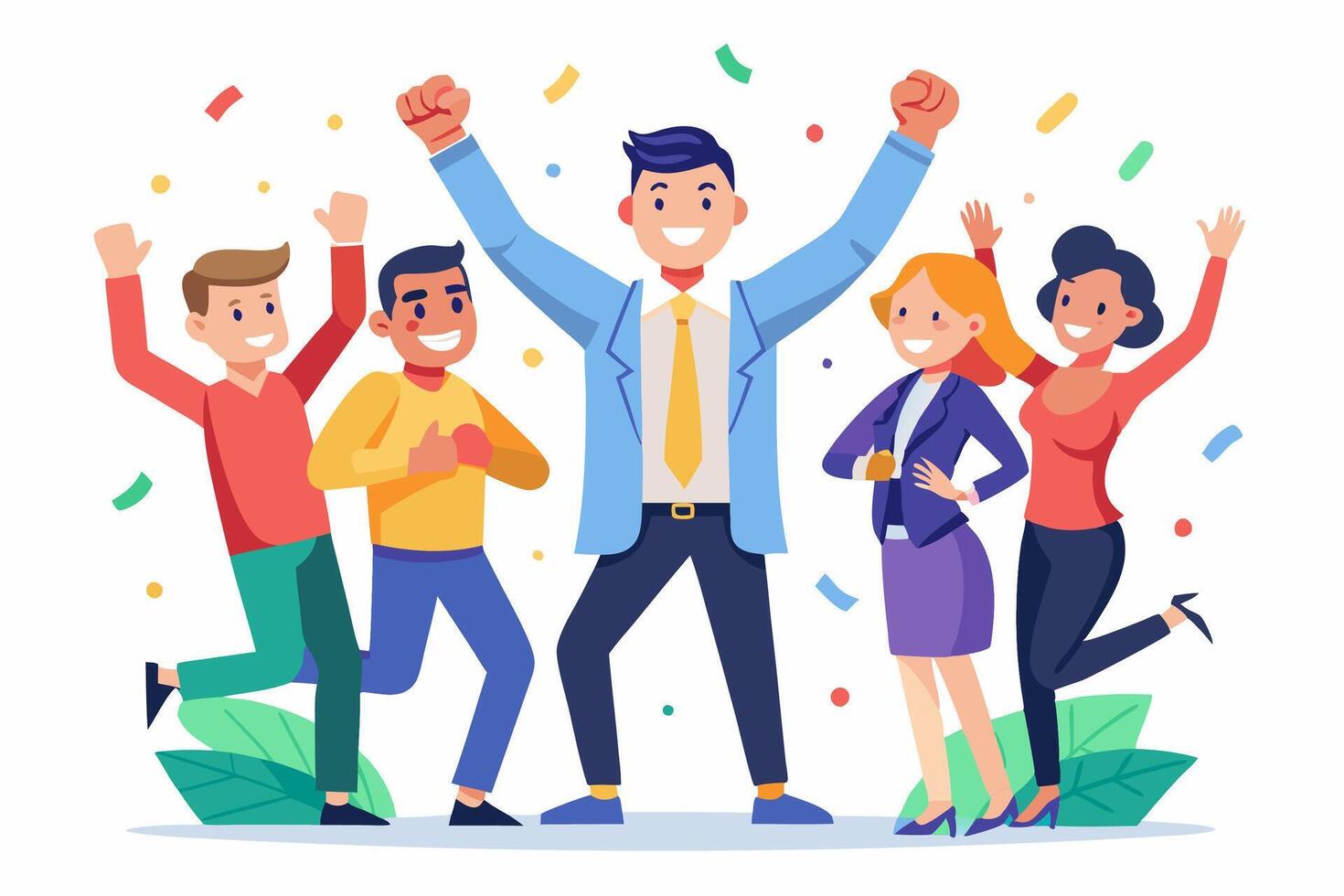 Happy business people celebrating success and success illustration vector