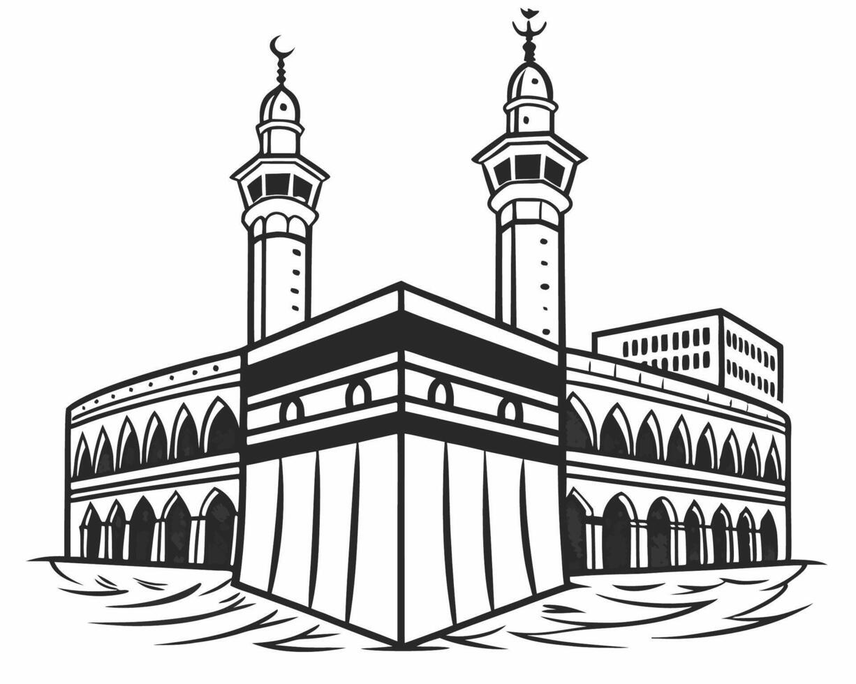 Kaaba mosque in islamic architecture vector
