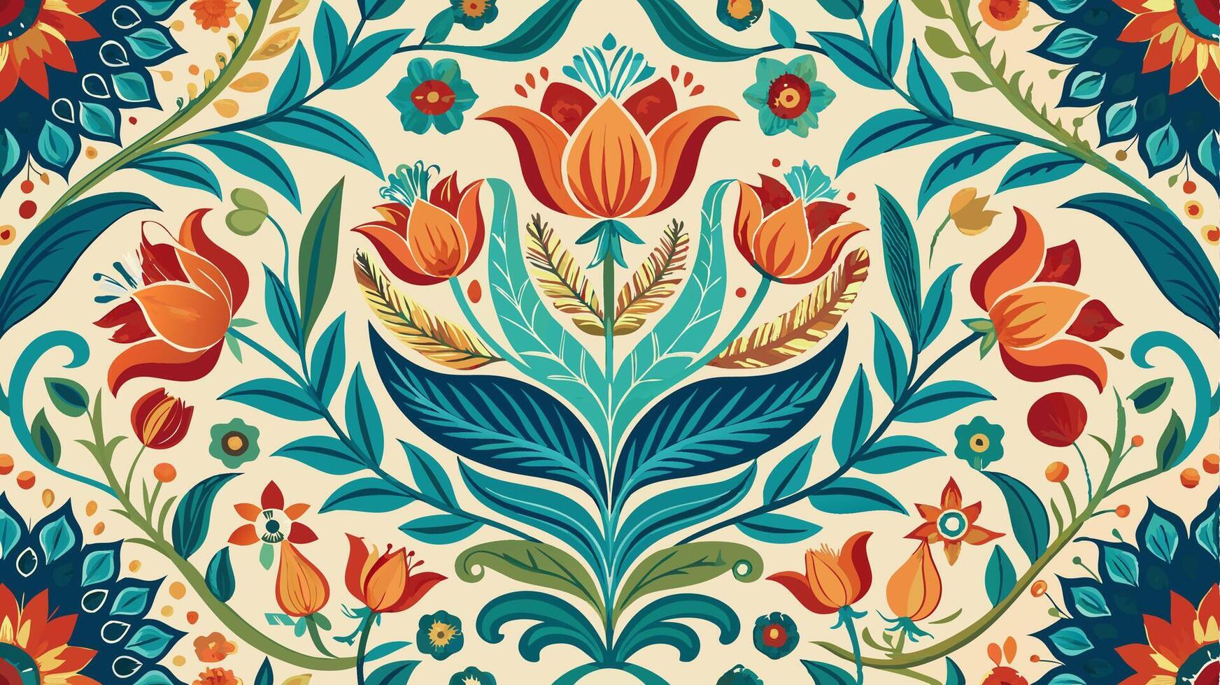 Colorful floral pattern with flowers and leaves vector