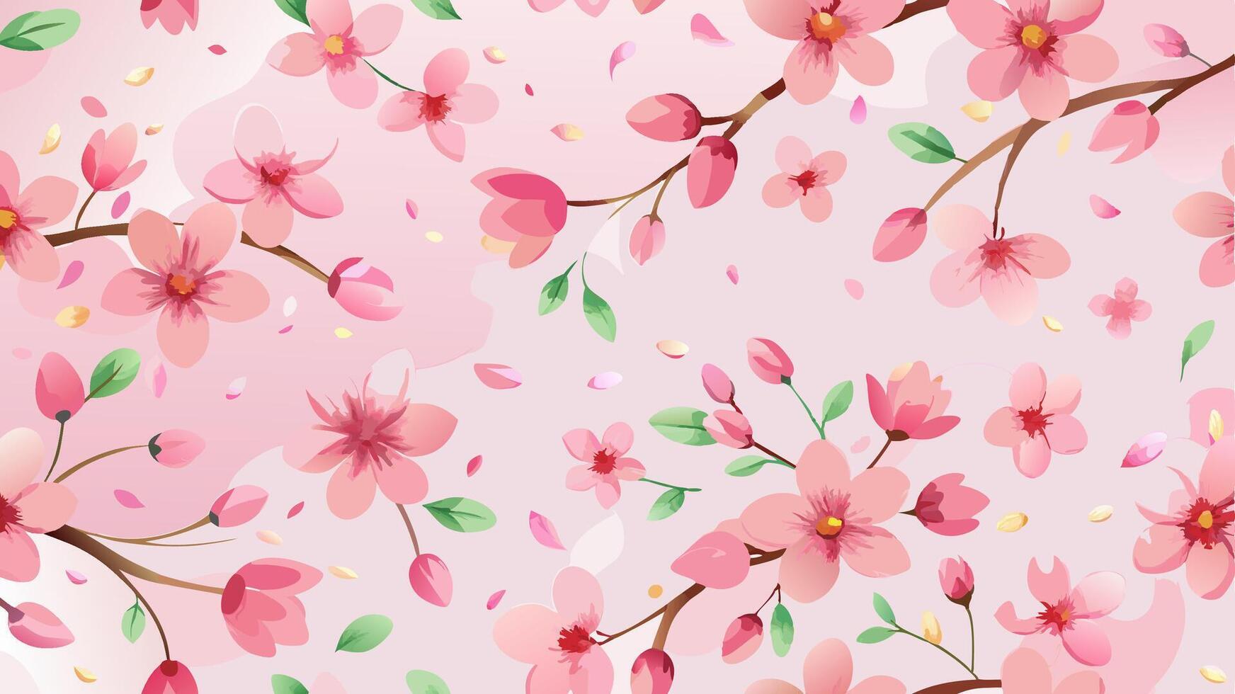 A pink background with cherry blossoms vector