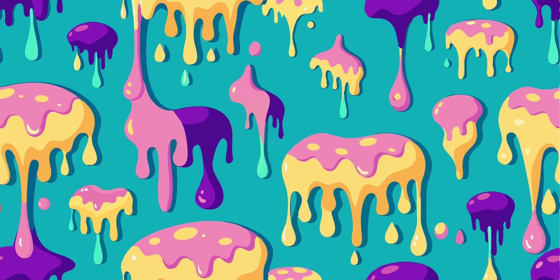 A colorful pattern with dripping liquid and drips vector