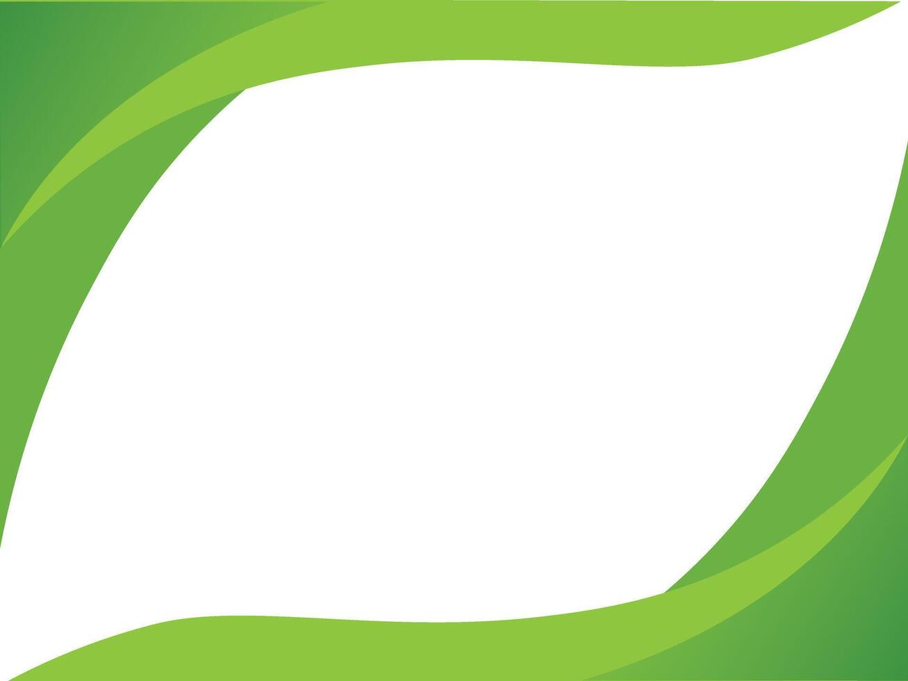 A modern and clean abstract frame design featuring flowing green wave elements on a white background vector