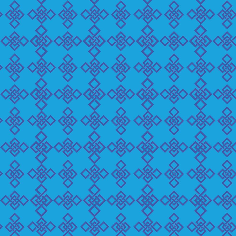 A seamless geometric pattern featuring intricate symmetrical shapes in a vibrant combination of blue and purple tones. vector