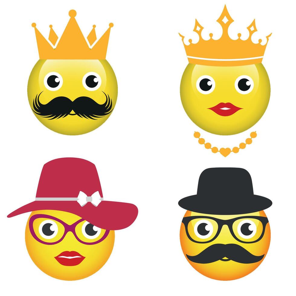 Illustration of set of yellow emoticons vector