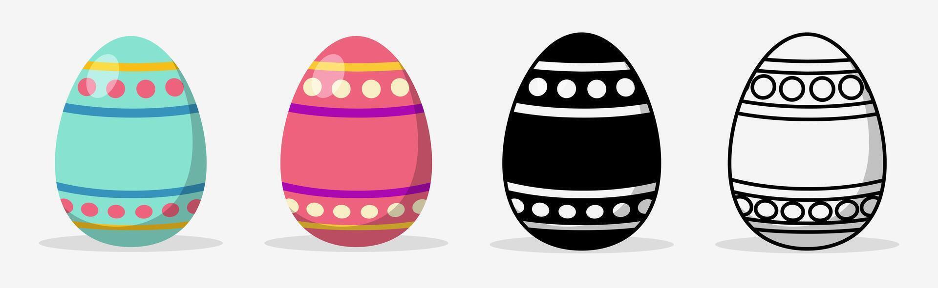 Happy Easter eggs with different pattern style. Flat illustration style. vector