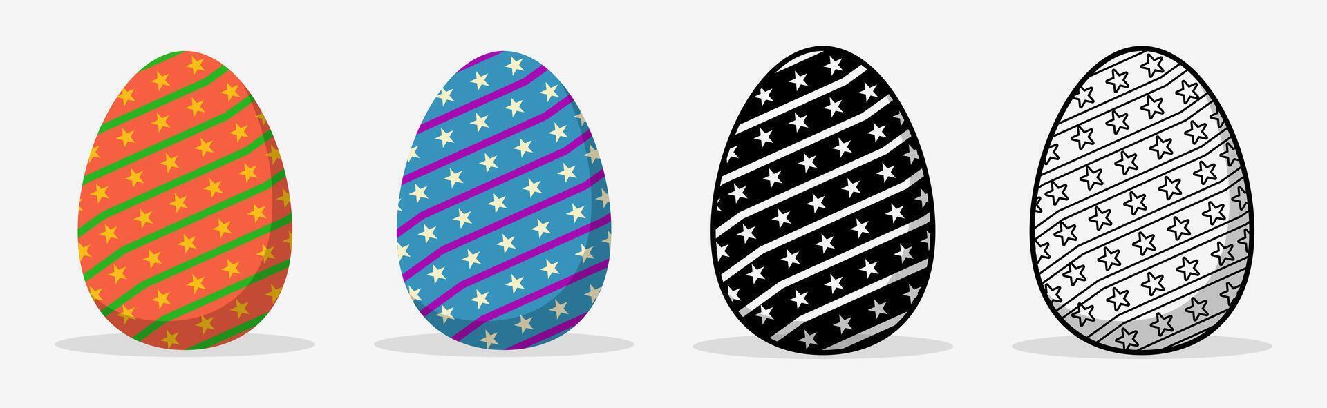 Colorful Easter eggs set collections with different pattern style. Flat illustration style. vector